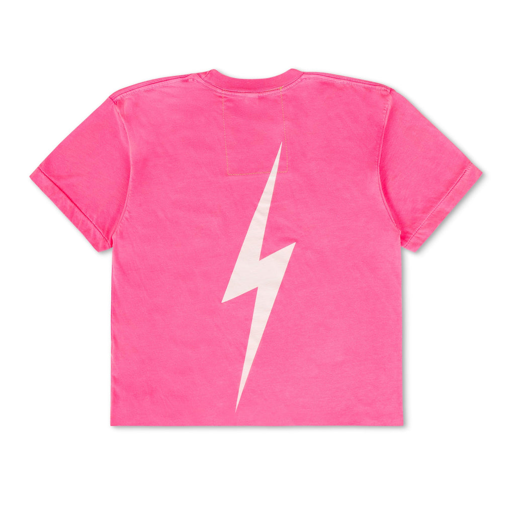 UNIVERSITY OF ALABAMA BOLT SCRIPT BOYFRIEND TEE - NEON PINK