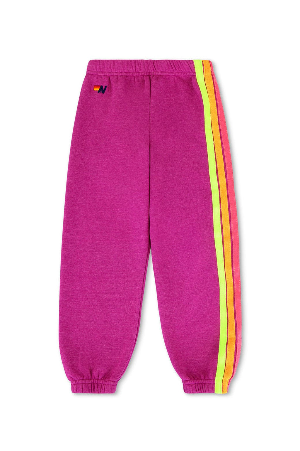 KIDS 5 STRIPE SWEATPANTS - MAGENTA YELLOW BLUE