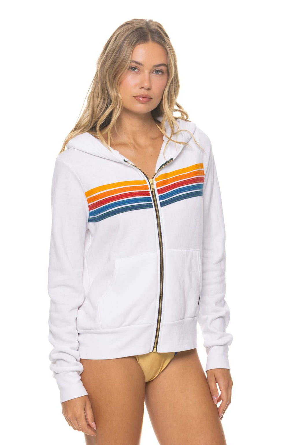 5 STRIPE HOODIE - WHITE
