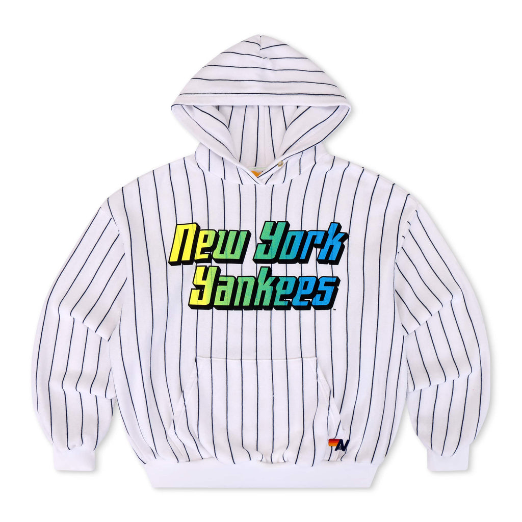NEW YORK YANKEES PINSTRIPE 2026 RELAXED PULLOVER HOODIE - WHITE NAVY