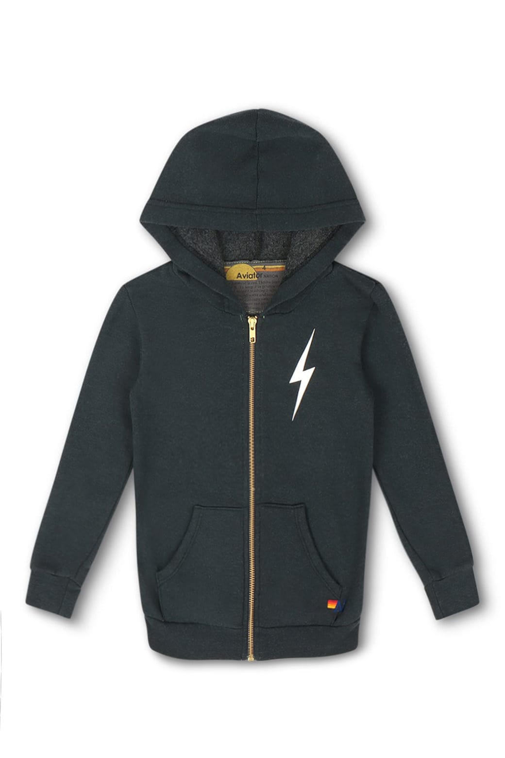 KIDS BOLT PRINT ZIP HOODIE - CHARCOAL WHITE