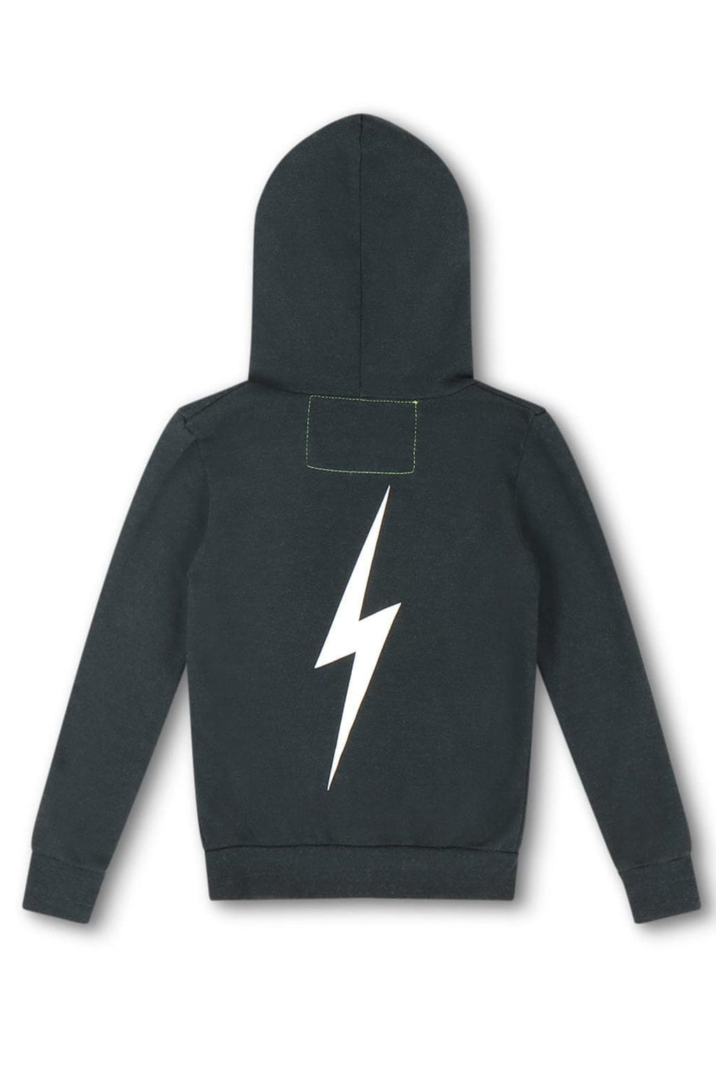 KIDS BOLT PRINT ZIP HOODIE - CHARCOAL WHITE