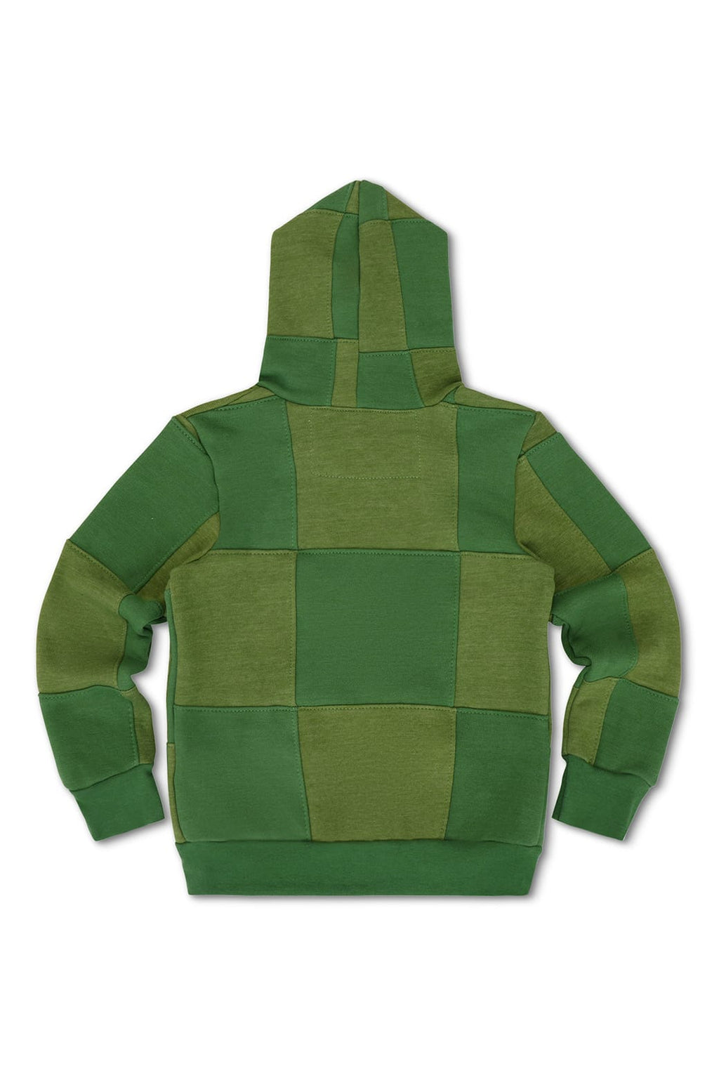 KIDS CHECK QUILTED ZIP HOODIE - JUNGLE GREEN PALM
