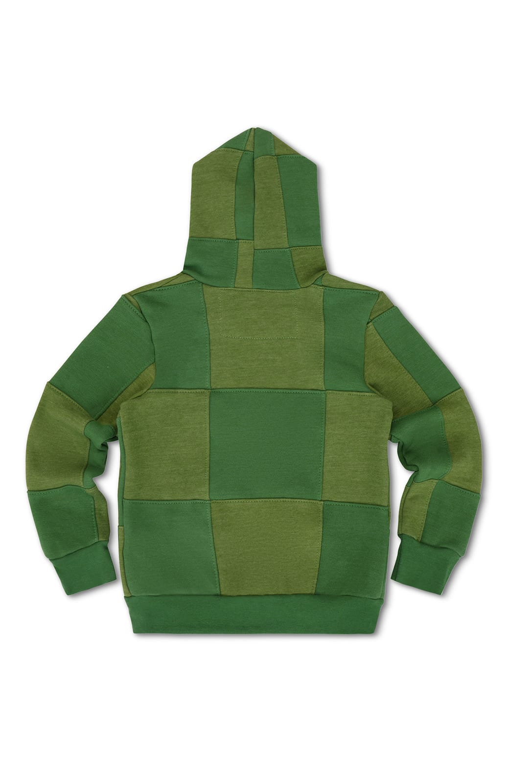 KIDS CHECK QUILTED ZIP HOODIE - JUNGLE GREEN PALM