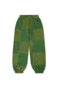 KIDS CHECK QUILTED SWEATPANTS - JUNGLE GREEN PALM