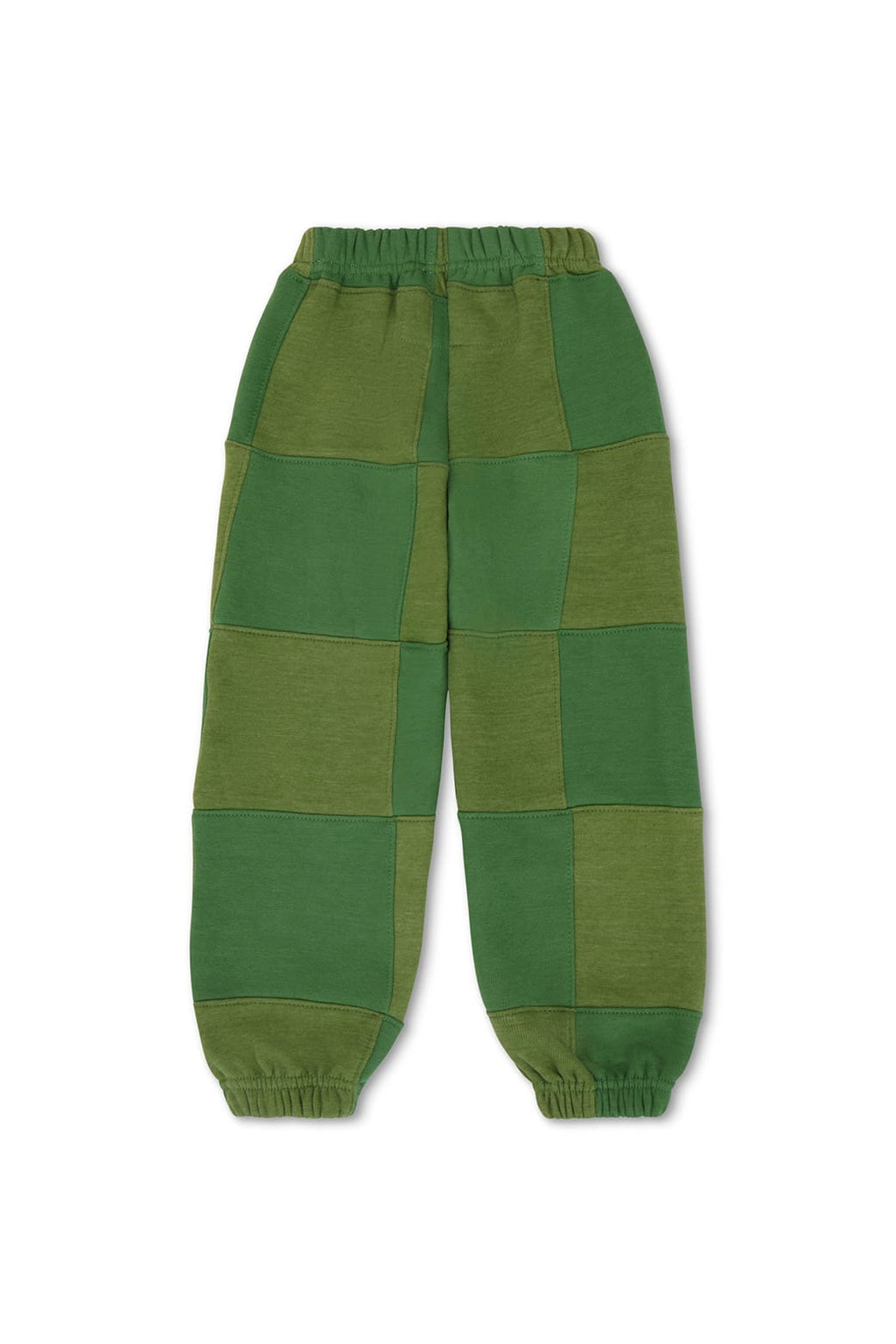 KIDS CHECK QUILTED SWEATPANTS - JUNGLE GREEN PALM