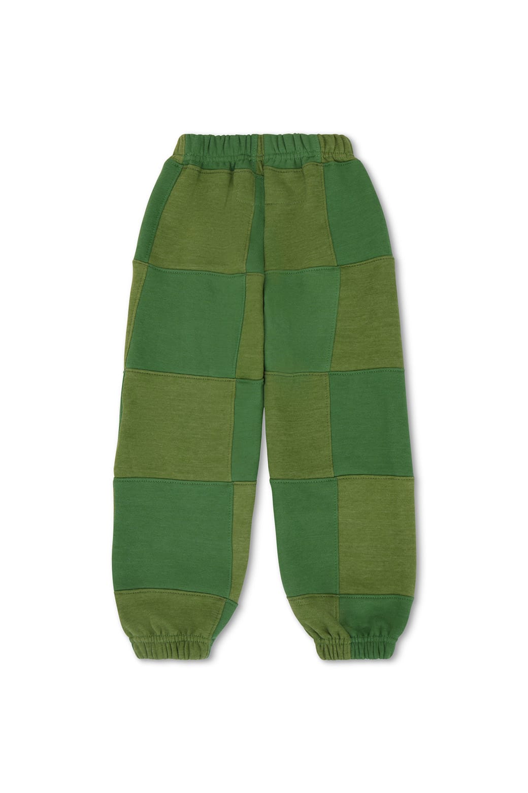 KIDS CHECK QUILTED SWEATPANTS - JUNGLE GREEN PALM