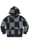 KIDS CHECK QUILTED ZIP HOODIE - HEATHER GREYCHARCOAL