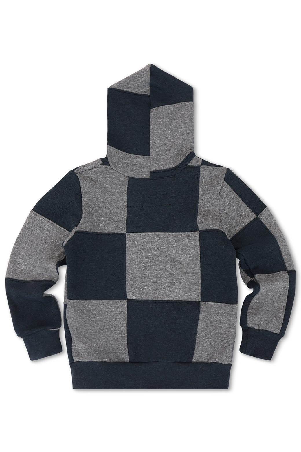 KIDS CHECK QUILTED ZIP HOODIE - HEATHER GREYCHARCOAL