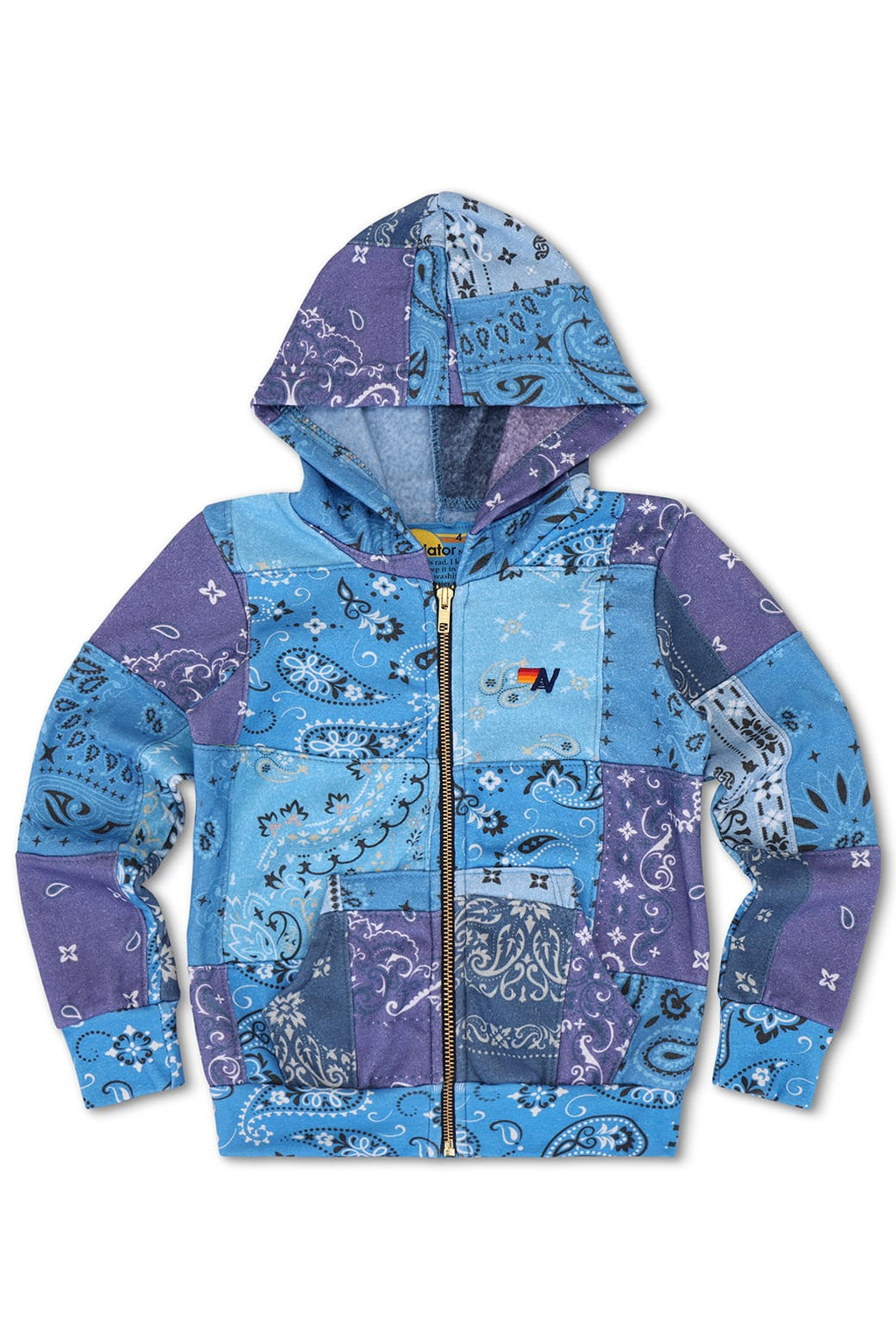 KIDS BANDANA QUILTED ZIP HOODIE - BLUE