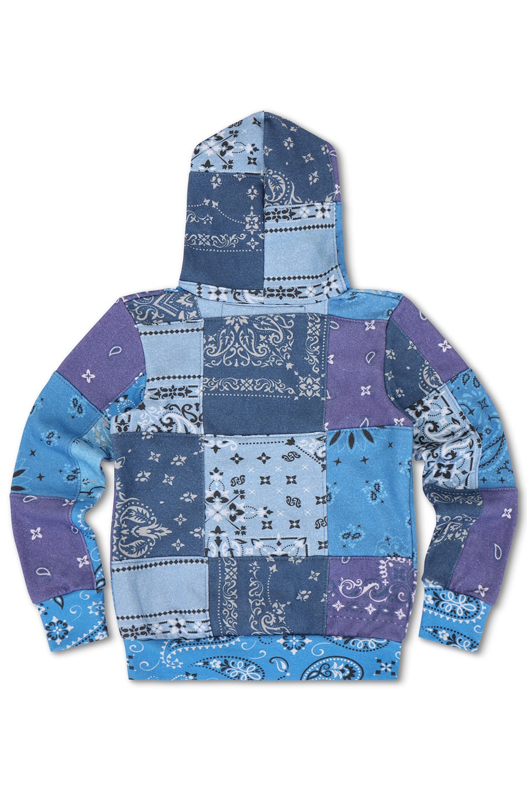 KIDS BANDANA QUILTED ZIP HOODIE - BLUE