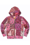 KIDS BANDANA QUILTED ZIP HOODIE - PINK