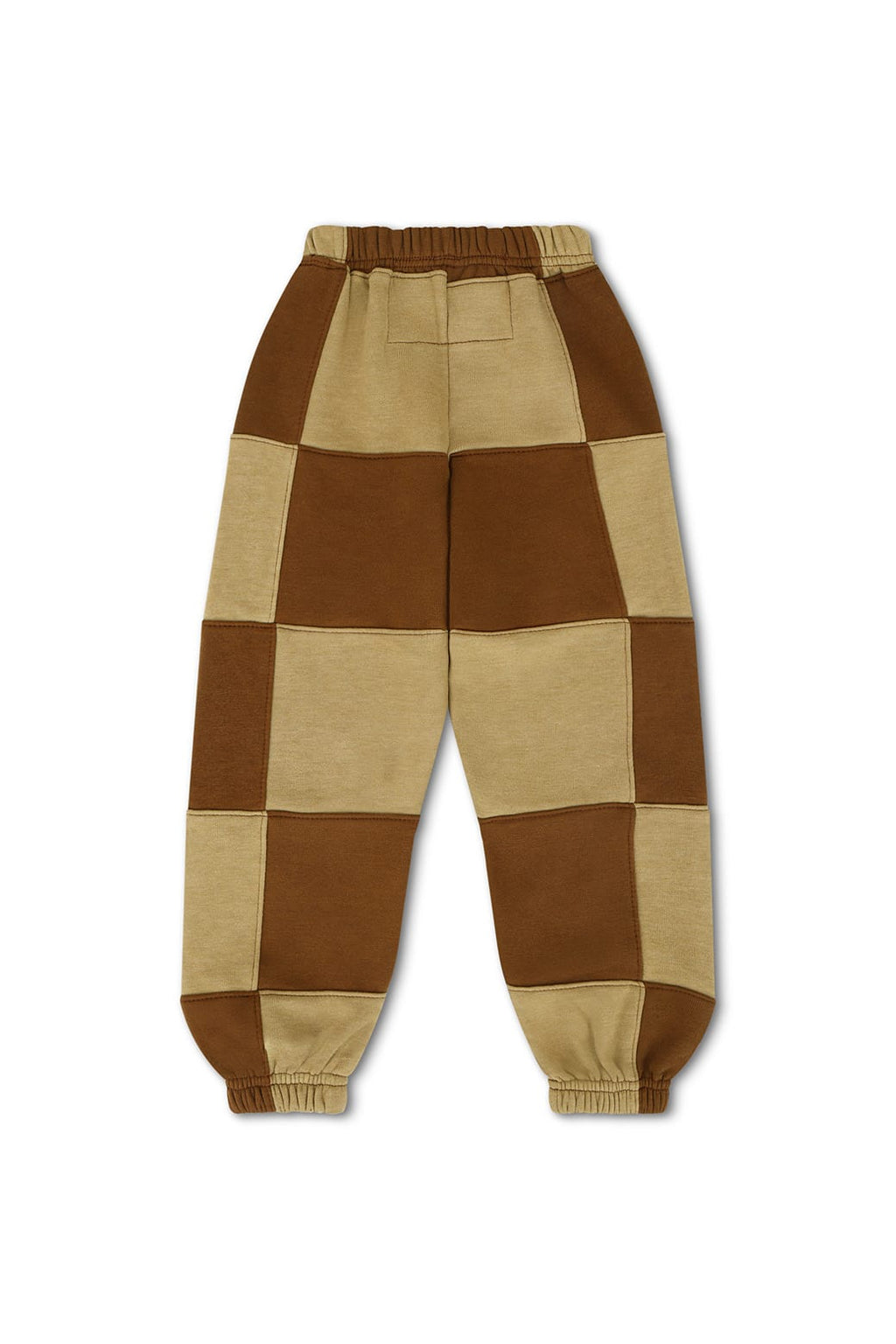 KIDS CHECK QUILTED SWEATPANTS - TAN CINNAMON
