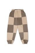 KIDS CHECK QUILTED SWEATPANTS - SAND TAUPE