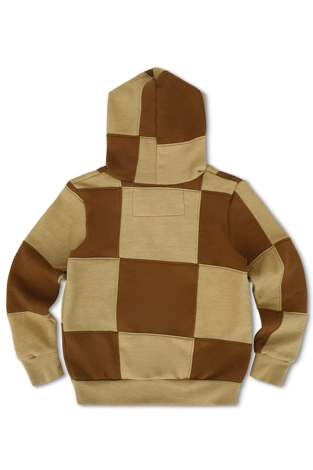 KIDS CHECK QUILTED ZIP HOODIE - TAN CINNAMON
