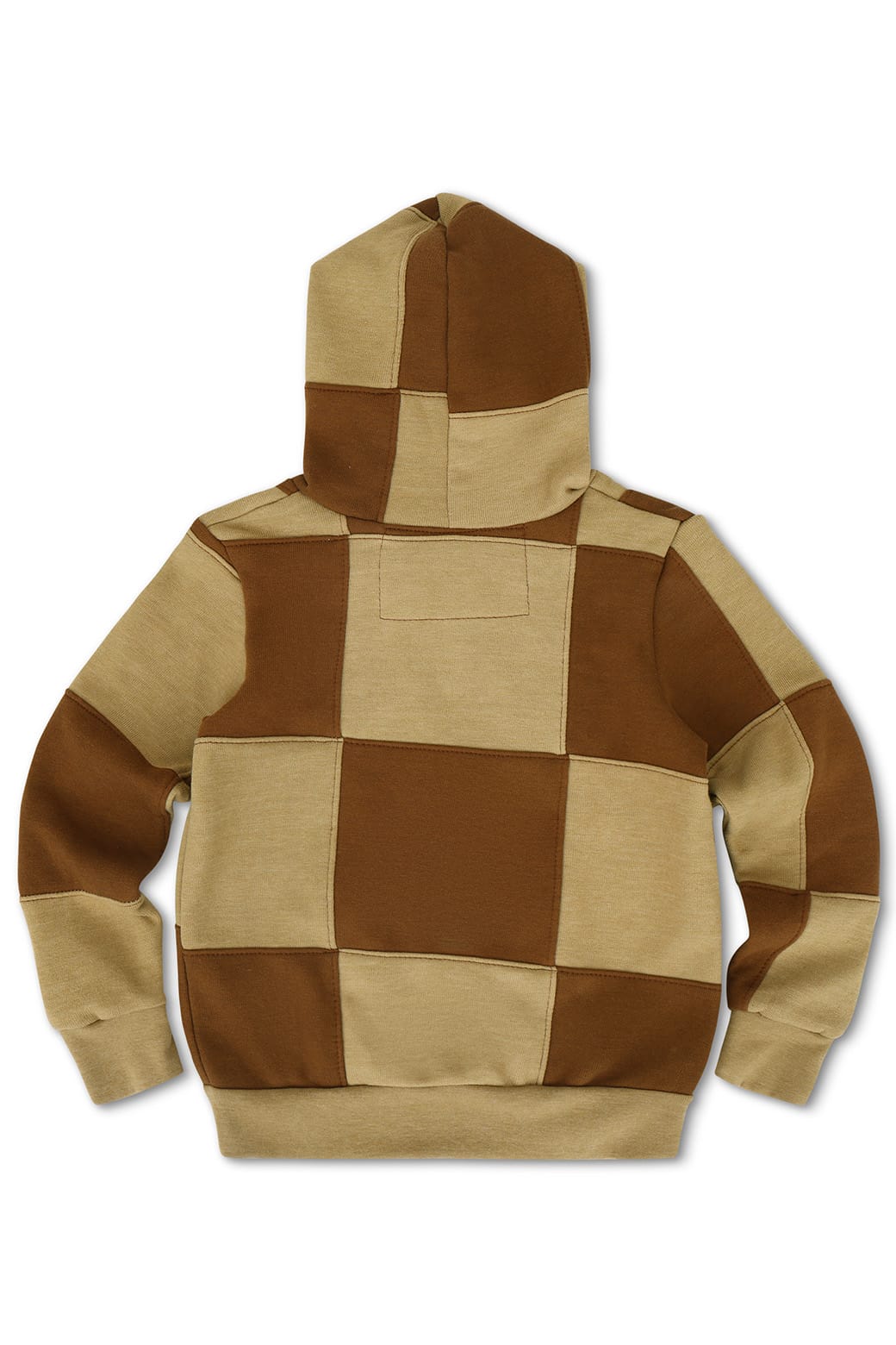 KIDS CHECK QUILTED ZIP HOODIE - TAN CINNAMON