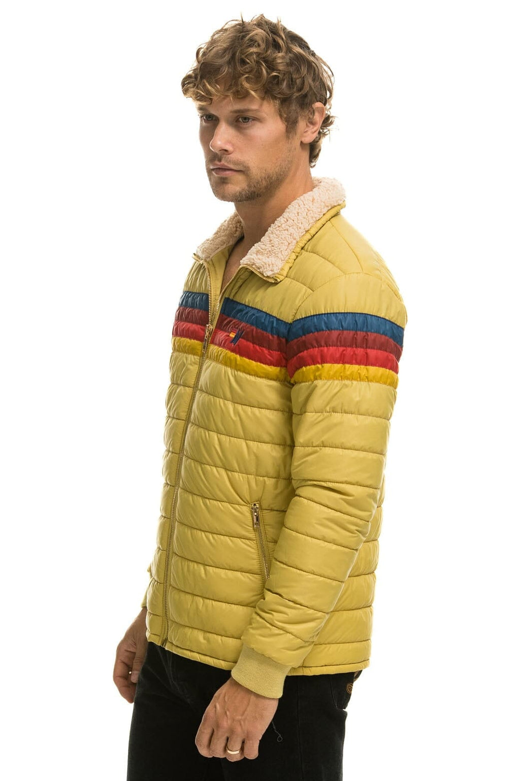 4 STRIPE RAINBOW SLEEVE JACKET - KHAKI
