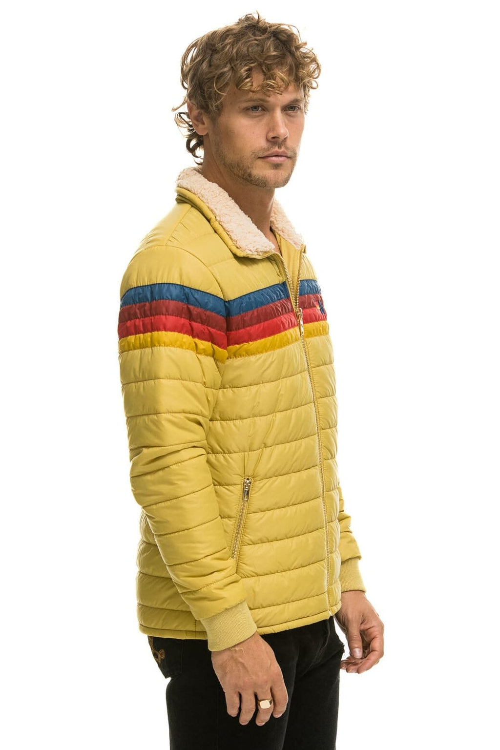 4 STRIPE RAINBOW SLEEVE JACKET - KHAKI
