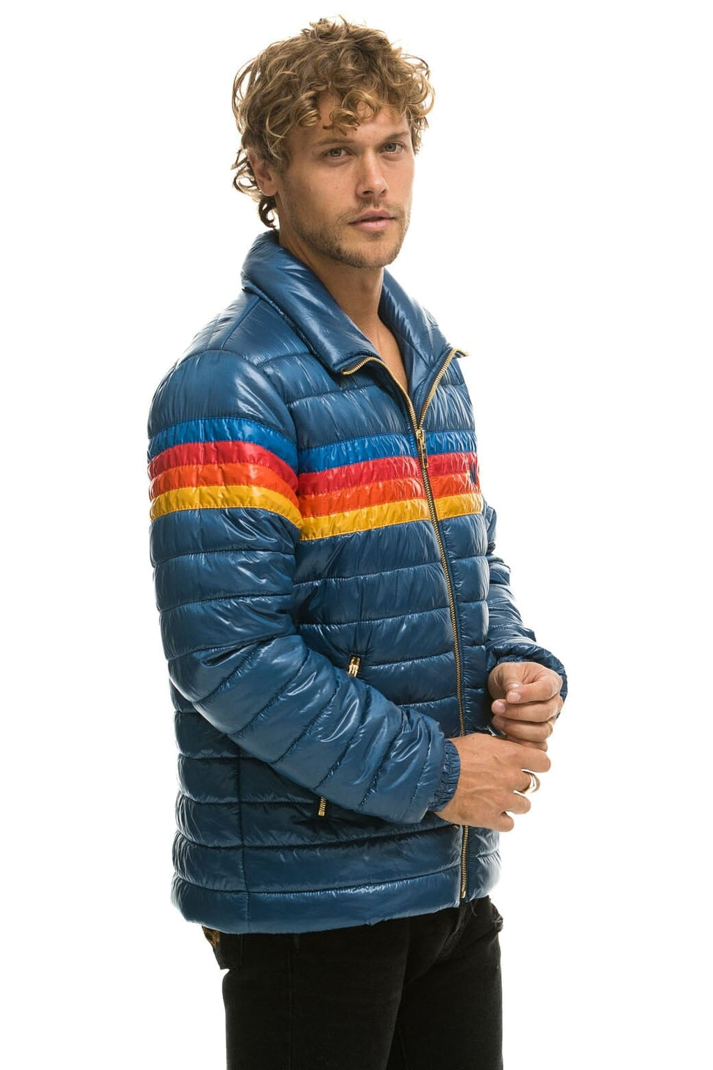 4 STRIPE TRAVELER JACKET - GLOSSY DEEP BLUE