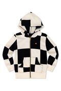 KIDS CHECK QUILTED ZIP HOODIE - VINTAGE WHITE BLACK