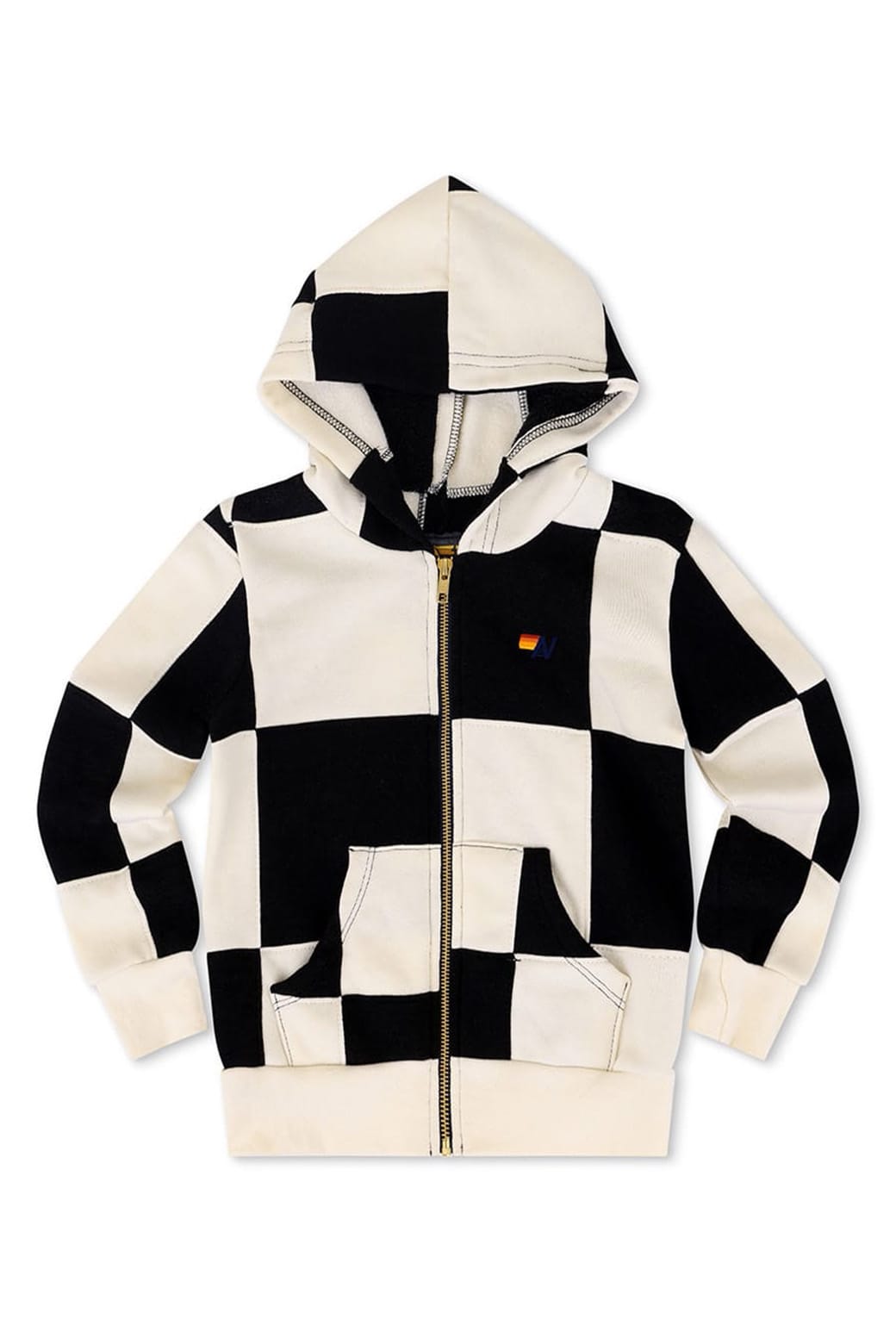 KIDS CHECK QUILTED ZIP HOODIE - VINTAGE WHITE BLACK