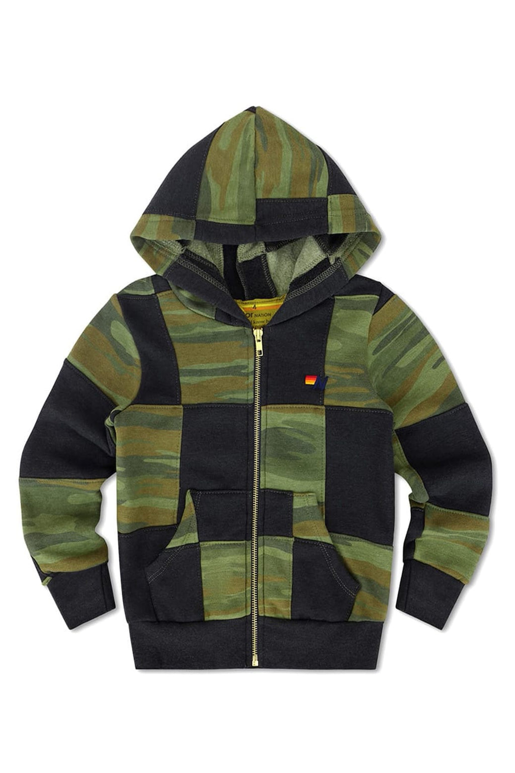 KIDS CHECK QUILTED ZIP HOODIE - SMOKE CAMO