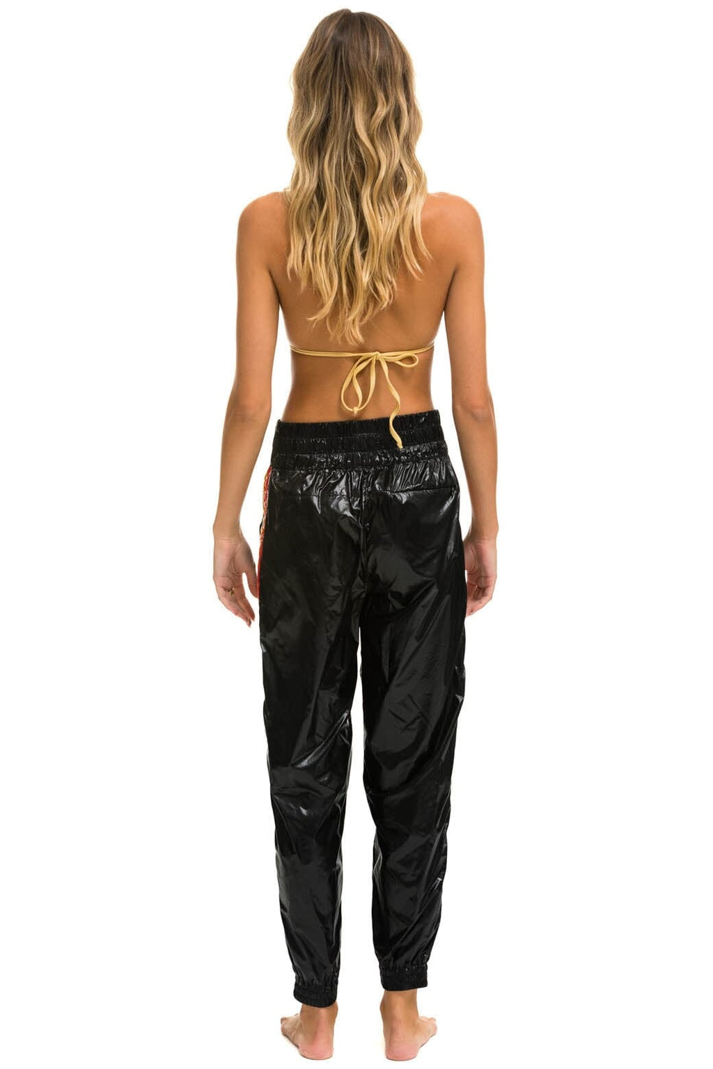 5 STRIPE HI RISE WIND PANT - BLACK