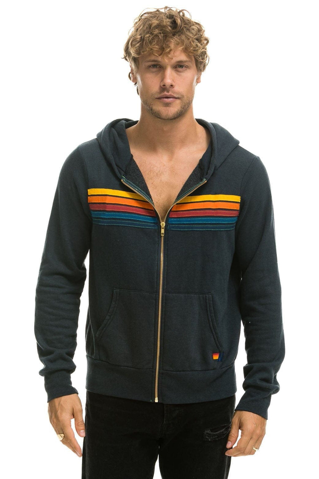 5 STRIPE HOODIE - CHARCOAL