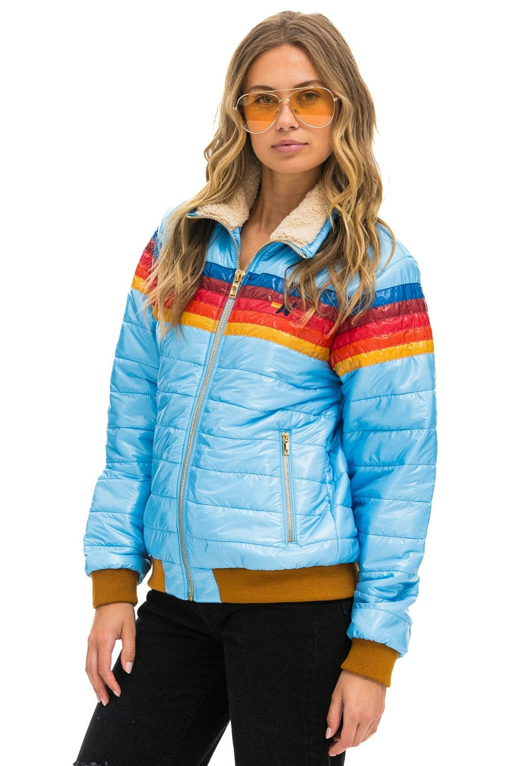 5 STRIPE JACKET - SKY GLOSSY