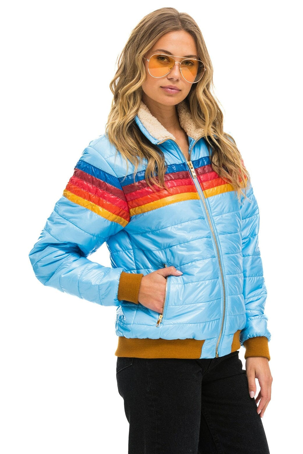 5 STRIPE JACKET - SKY GLOSSY