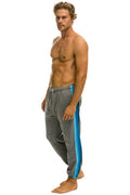 5 STRIPE SWEATPANTS - HEATHER GREY BLUE