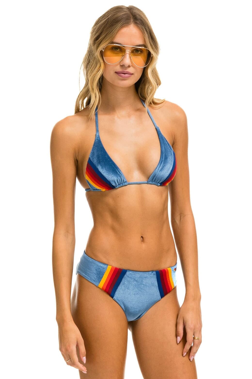 5 STRIPE VELVET TRIANGLE BIKINI TOP - ISLANDA