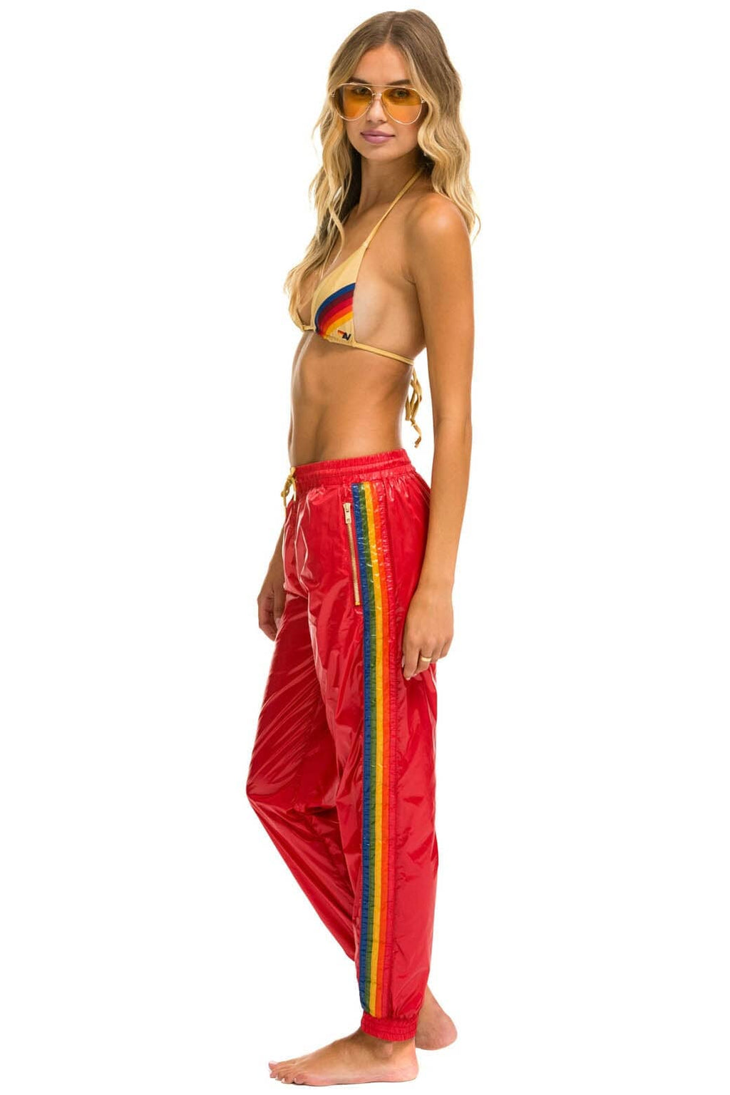 5 STRIPE WIND PANT - CHERRY GLOSSY