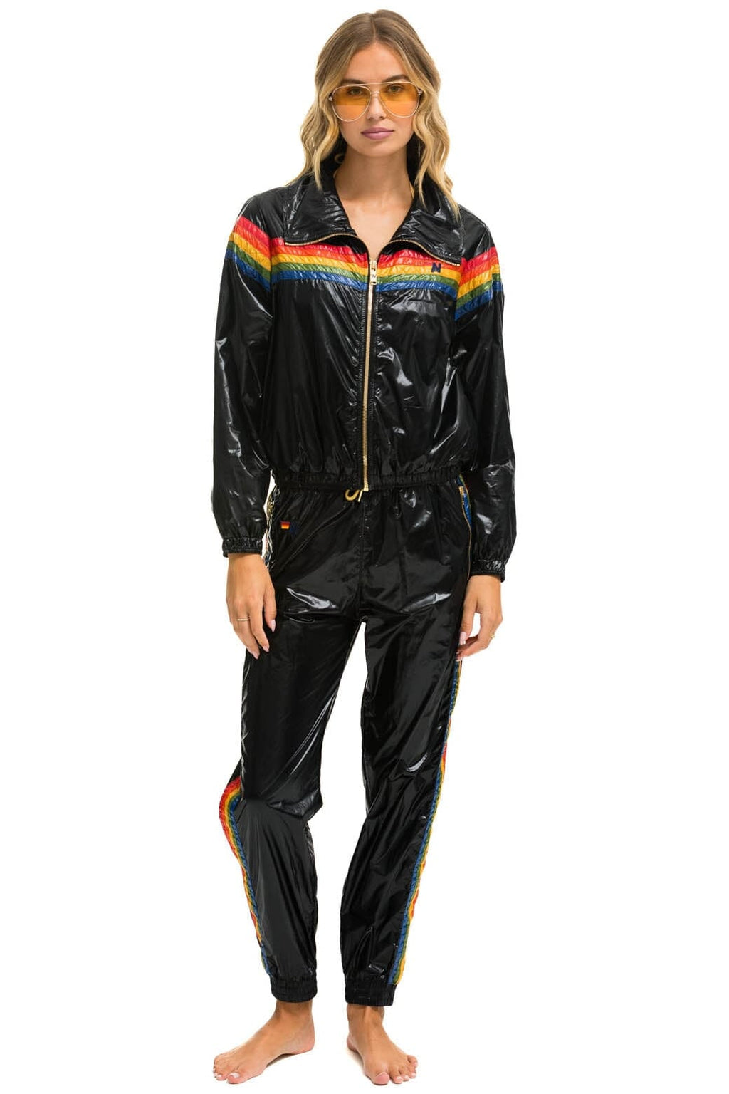 5 STRIPE WINDBREAKER - BLACK GLOSSY