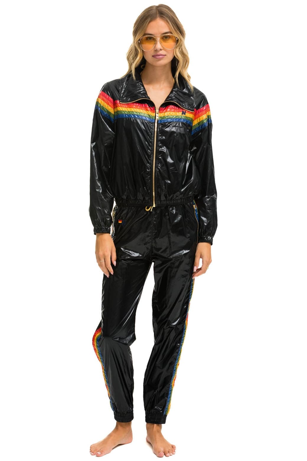 5 STRIPE WINDBREAKER - BLACK GLOSSY