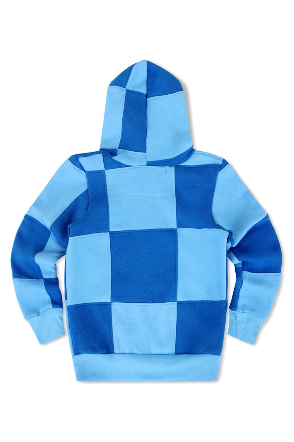 KIDS CHECK QUILTED ZIP HOODIE - SKY ADVENTURE BLUE