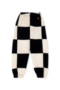 KIDS CHECK QUILTED SWEATPANTS -BLACK WHITE