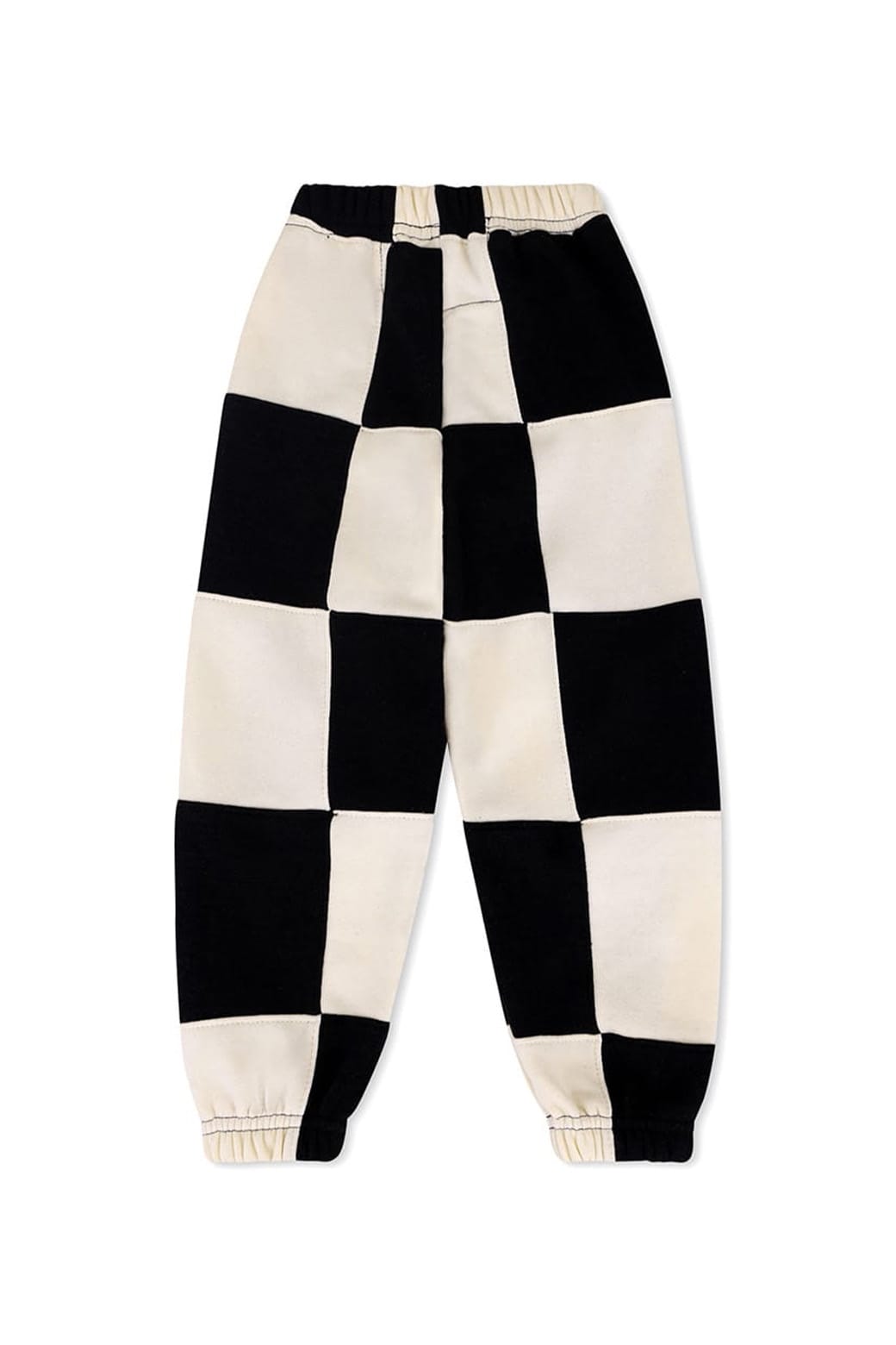 KIDS CHECK QUILTED SWEATPANTS -BLACK WHITE