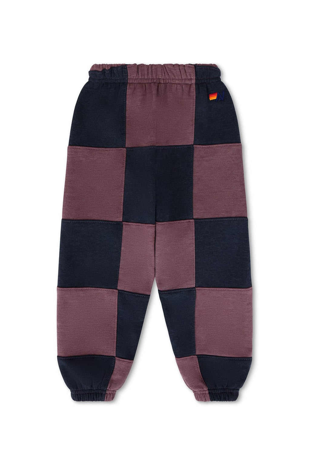 KIDS CHECK QUILTED SWEATPANTS - CHARCOAL MOCHA