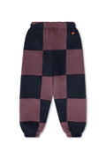 KIDS CHECK QUILTED SWEATPANTS - CHARCOAL MOCHA
