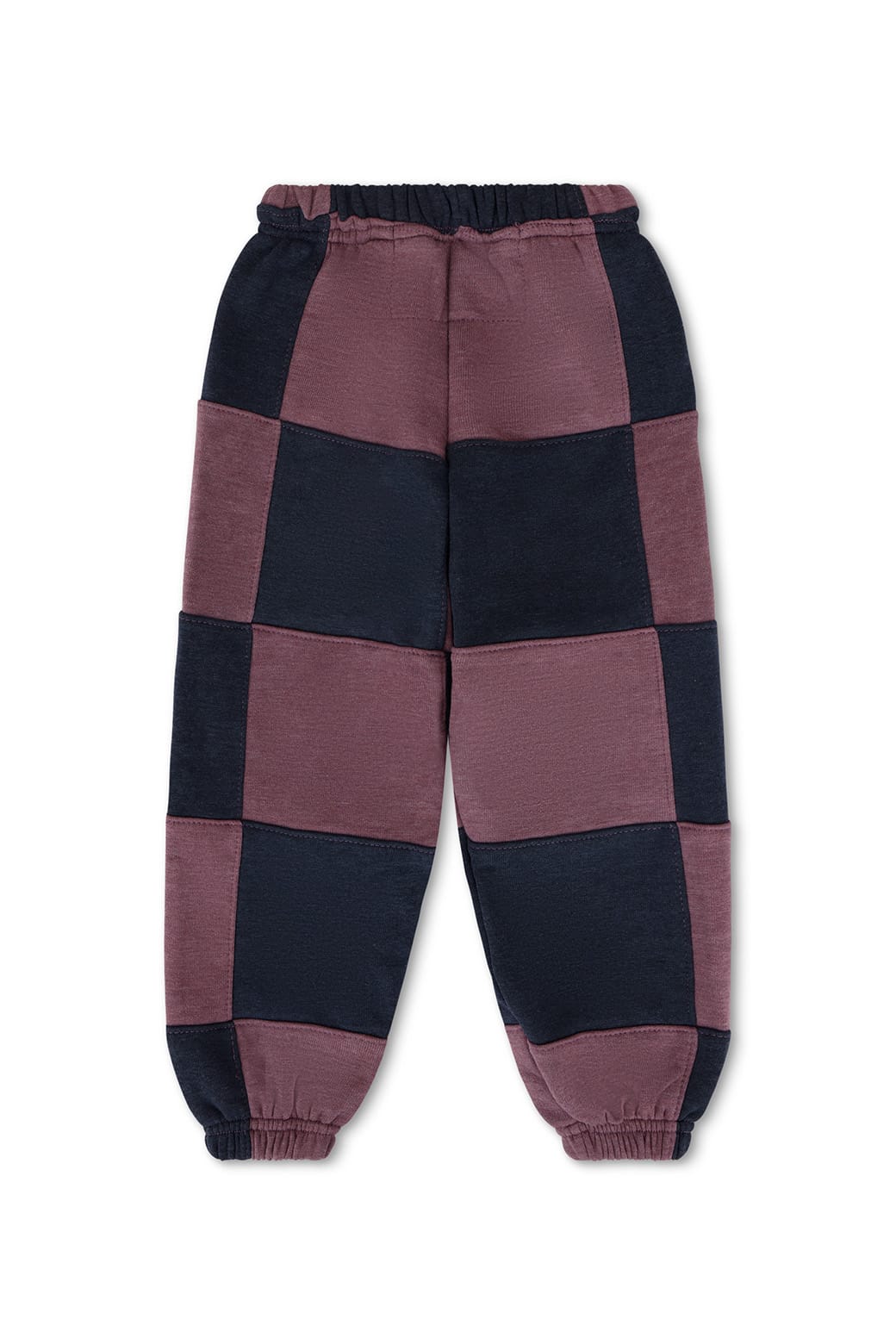 KIDS CHECK QUILTED SWEATPANTS - CHARCOAL MOCHA