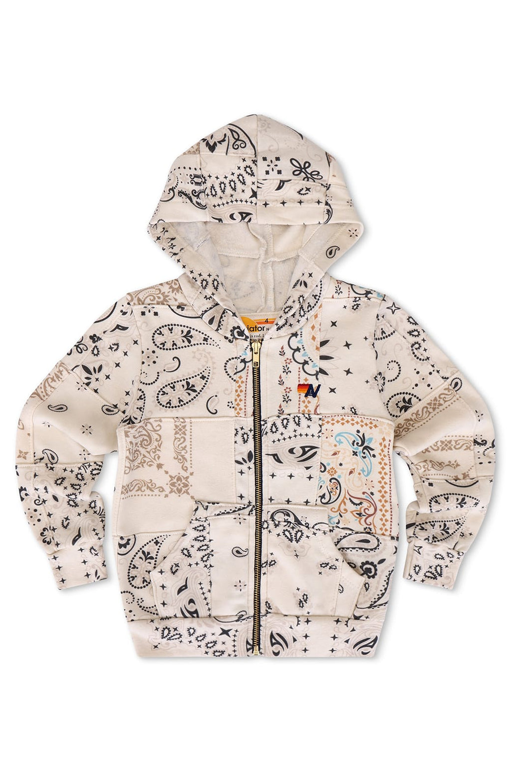 KIDS BANDANA QUILTED ZIP HOODIE - VINTAGE WHITE