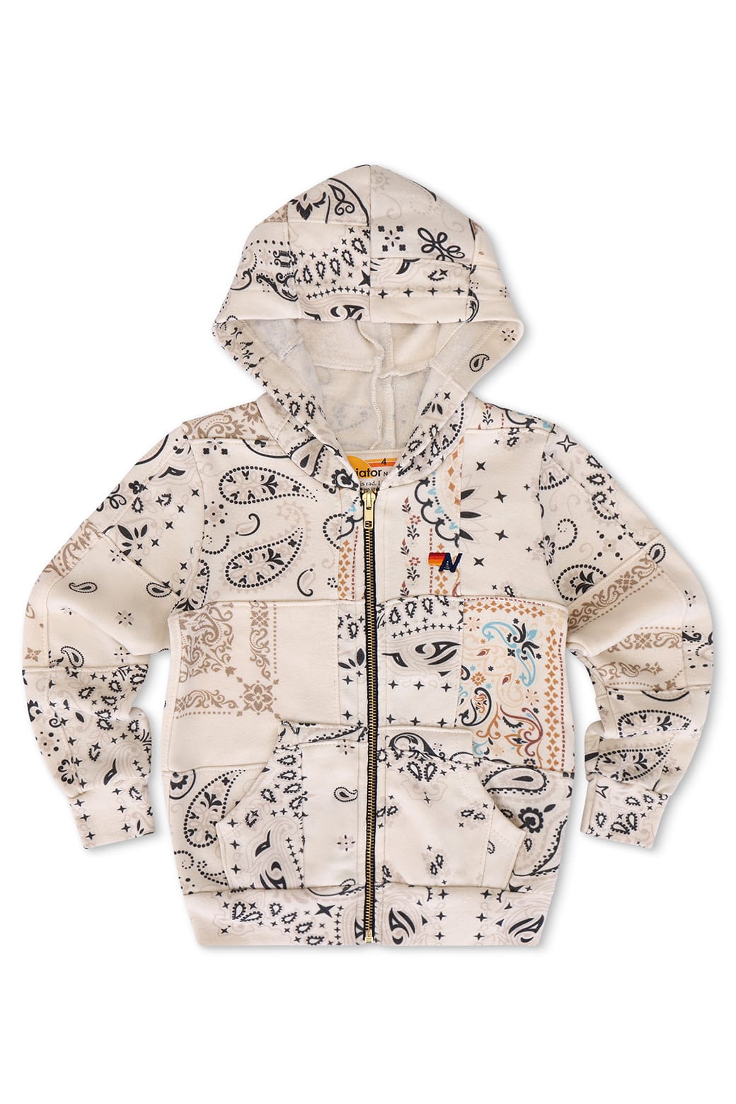 KIDS BANDANA QUILTED ZIP HOODIE - VINTAGE WHITE