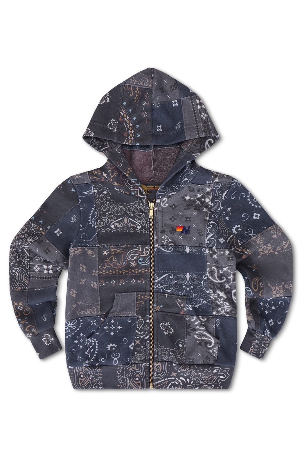 KIDS BANDANA QUILTED ZIP HOODIE - CHARCOAL