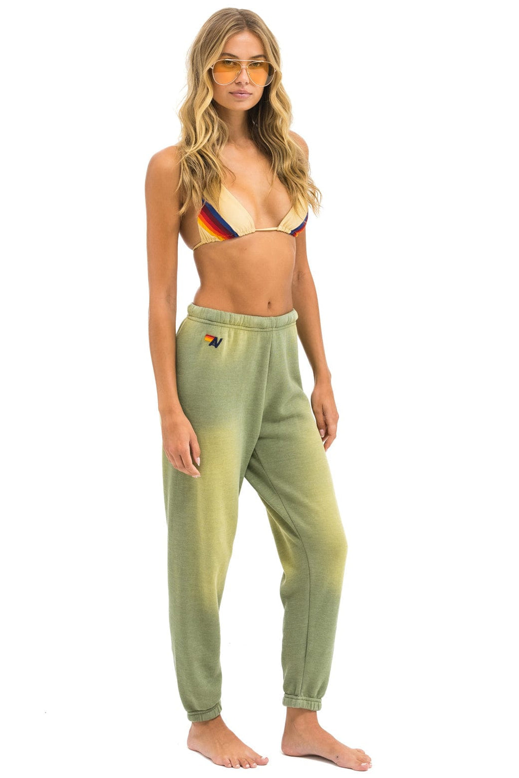 5 STRIPE SWEATPANTS - FADED ARMY