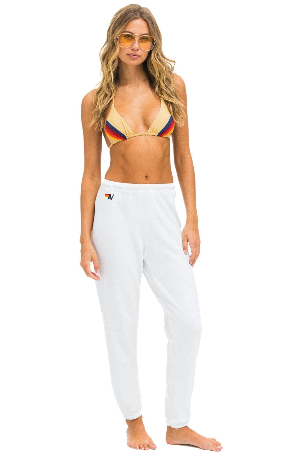 6 STRIPE SWEATPANTS - WHITE SERAPE