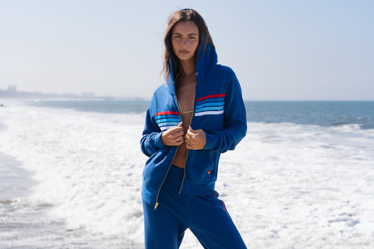 WOMENS 5 STRIPE AMERICA SWEATPANTS - ROYAL USA