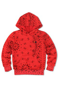 KIDS BANDANA PULLOVER HOODIE - RED