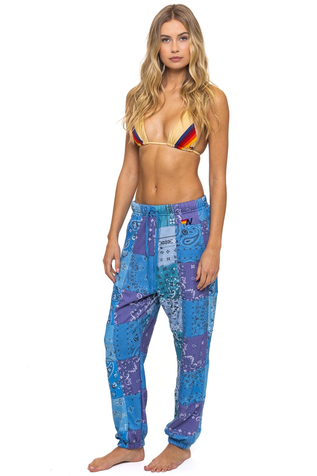 BANDANA QUILTED SWEATPANTS - BLUE