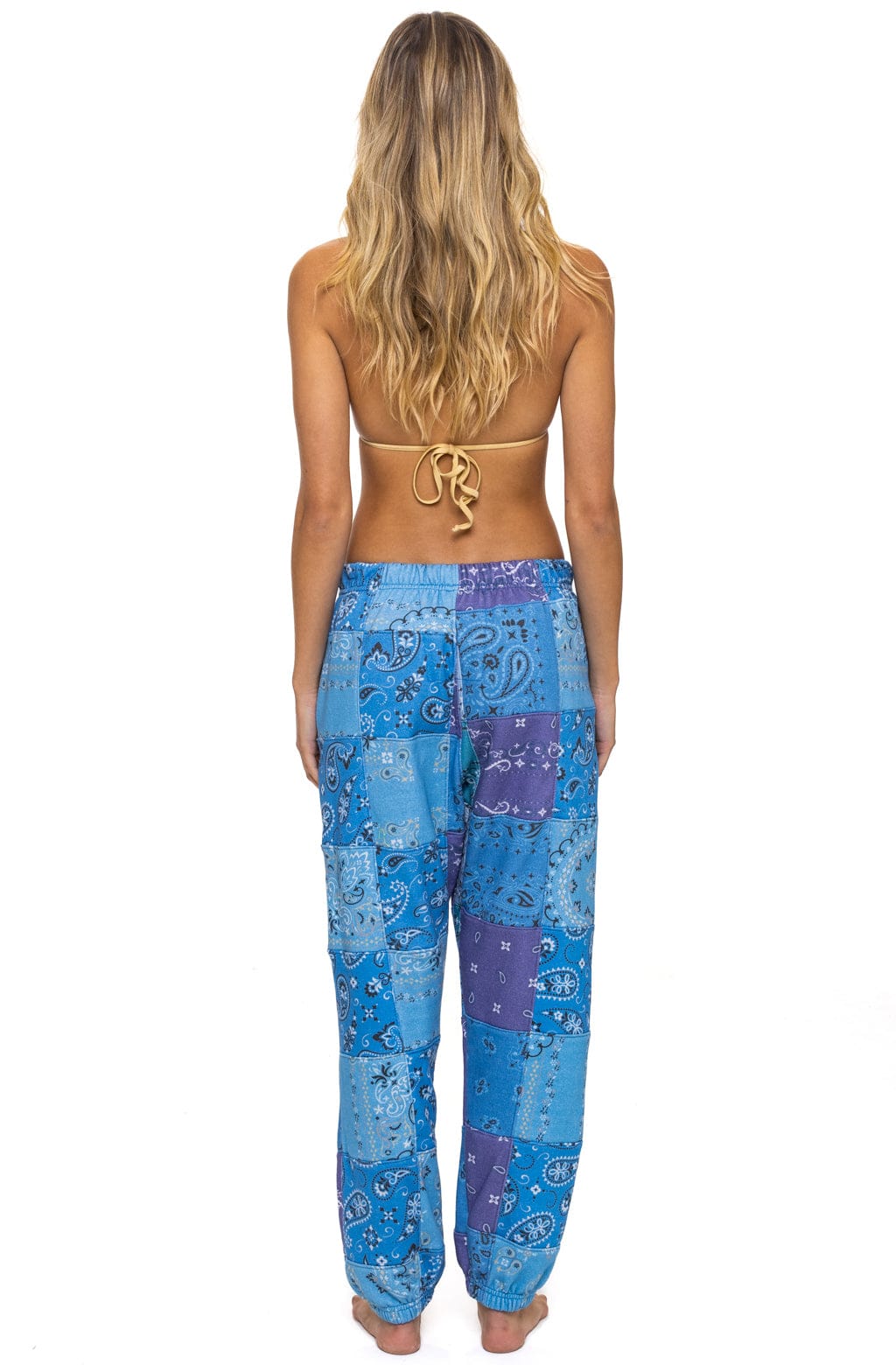 BANDANA QUILTED SWEATPANTS - BLUE